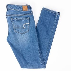 American Eagle Skinny Stretch Womens Jeans Faded Dark Wash Size 6 Reg